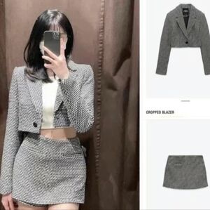 Zara Chic Tweed Black and White Skort Set  - Xs